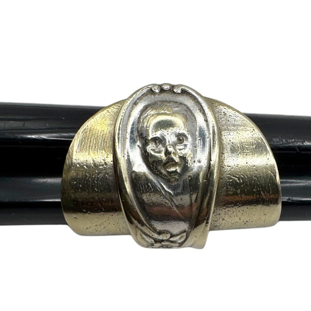 Antique Gerber Baby Winthrop Silver Plated Spoon Artisan Ring Size 9.5